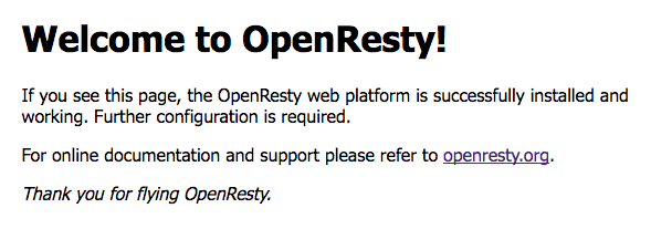 OpenResty welcome page welcomepage