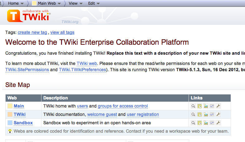 TWiki Screenshot TWiki Screenshot